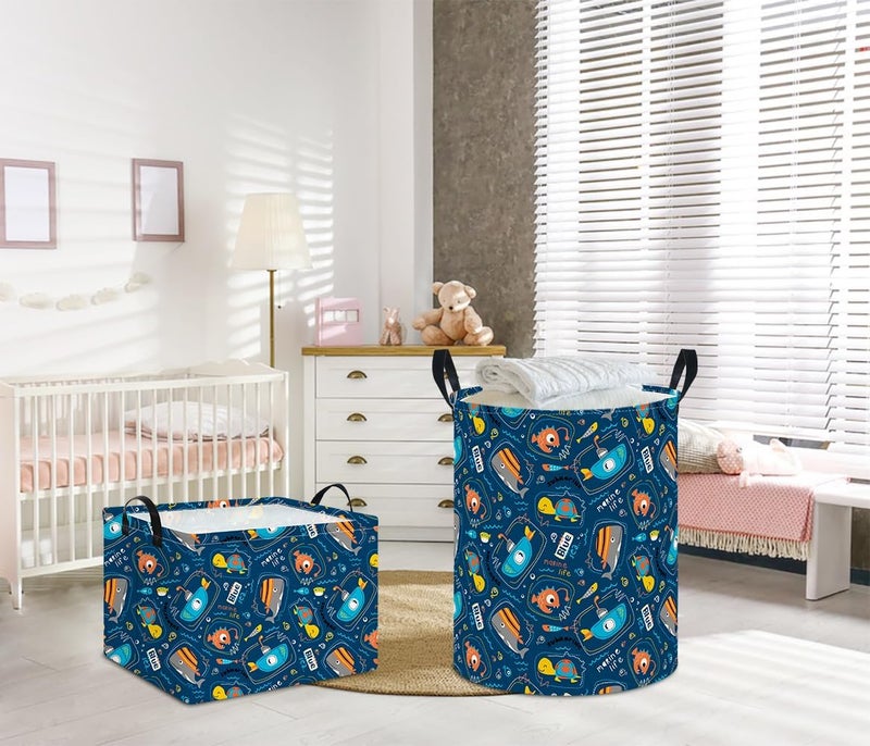 NTAOHAMPER Rectangular Storage Basket Empty,Storage Bin with Handles,Room Decor,Gift Basket,Book Box(Line Ocean) - Image 3